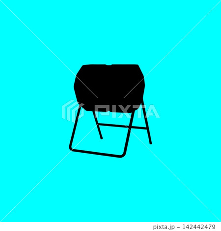Black silhouette of portable concrete cement mixer on stand. Black silhouette of portable concrete cement mixer on stand. 142442479