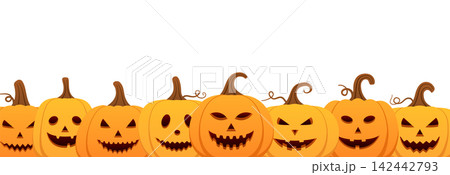 Halloween Jack-o-Lantern Pumpkin Row Halloween Jack-o-Lantern Pumpkin Row 142442793
