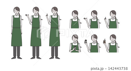 カフェ店員【職業別女性イラスト素材セット】 カフェ店員【職業別女性イラスト素材セット】 142443738