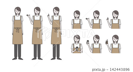 カフェ店員【職業別女性イラスト素材セット】 カフェ店員【職業別女性イラスト素材セット】 142443896