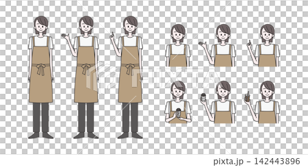 カフェ店員【職業別女性イラスト素材セット】 カフェ店員【職業別女性イラスト素材セット】 142443896
