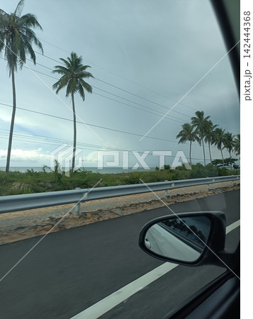 車窓から見るタイの海沿いの風景 車窓から見るタイの海沿いの風景 142444368
