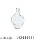 Minimalist watercolor illustration of empty, transparent glass vase with reflections, isolated on white background, for realistic digital mockups and lifestyle branding, floral design projects 142444534