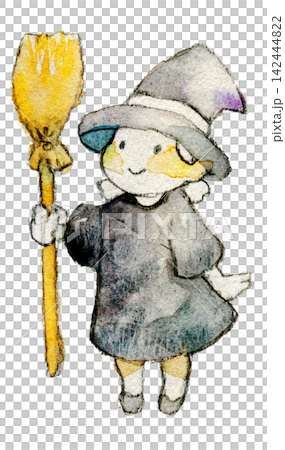 Halloween Witch - Hand-painted watercolor illustration 142444822