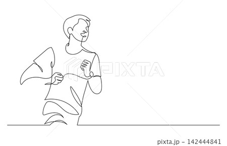 man running portrait one continuous line drawing 142444841