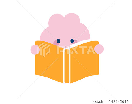 かわいい本を読むうさぎのイラスト 142445015