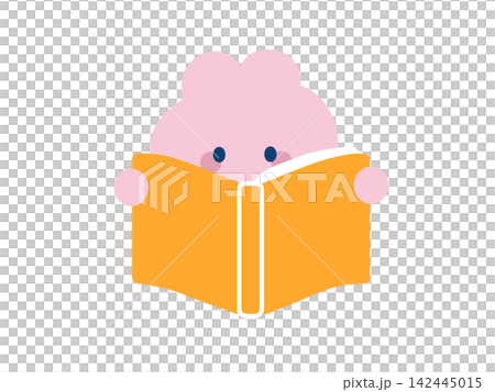 かわいい本を読むうさぎのイラスト 142445015