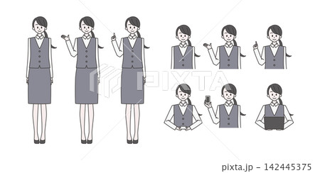 会社員・受付【職業別女性イラスト素材セット】 会社員・受付【職業別女性イラスト素材セット】 142445375