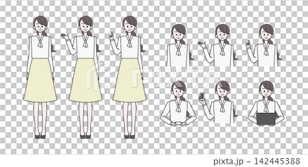 公司員工與自僱人士：[按職業分類的女性角色插圖集] 142445388