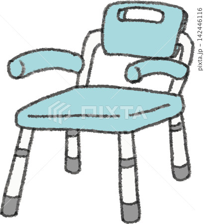 介護用のシャワーチェアの2色イラスト（入浴用椅子・バスチェア・福祉用具・介護用品・お風呂・転倒防止・ 142446116