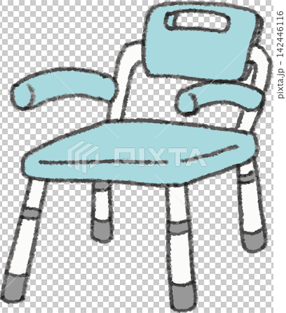 介護用のシャワーチェアの2色イラスト（入浴用椅子・バスチェア・福祉用具・介護用品・お風呂・転倒防止・ 142446116
