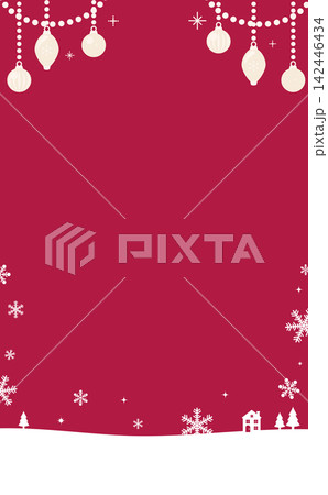 かわいいオーナメントの赤色クリスマスフレーム2_縦 142446434