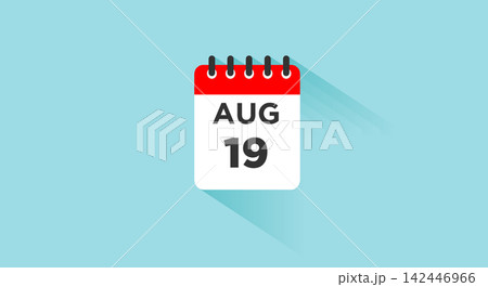 August 19 Calendar icon with shadow August 19 Calendar icon with shadow 142446966