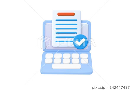 3d Verified Online Document on 3D Laptop Screen 3d Verified Online Document on 3D Laptop Screen 142447457