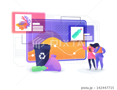 Beach Cleanup Route Plan abstract concept vector illustration. 142447715