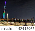 隅田川テラスの温かい灯りと美しい夜景 142448067