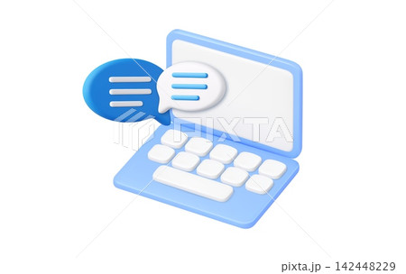 3d Laptop Chat Messaging and Online Communication 142448229