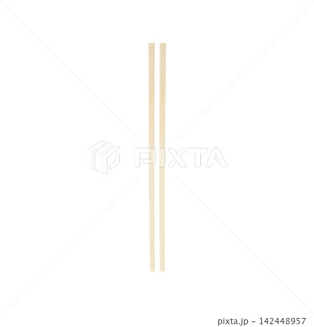 2つに割った一組の木製の割り箸_白背景 142448957
