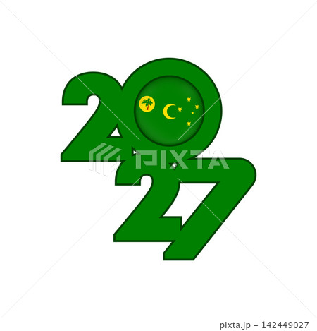 2027 banner with Cocos Islands flag inside. 2027 banner with Cocos Islands flag inside. 142449027