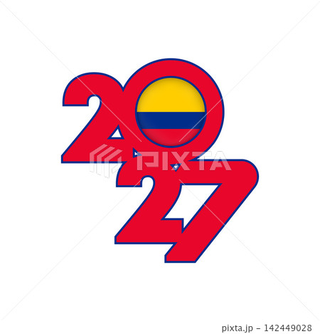 2027 banner with Colombia flag inside. 142449028