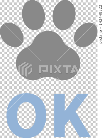 Pet-friendly sign icon illustration (permission, pets allowed, pets permitted, paw print, footprint, vector) Pet-friendly sign icon illustration (permission, pets allowed, pets permitted, paw print, footprint, vector) 142449522