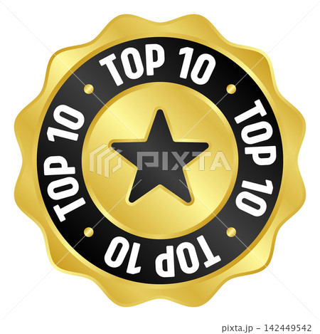 top 10 golden badge. top 10 gold seal or medal top 10 golden badge. top 10 gold seal or medal 142449542