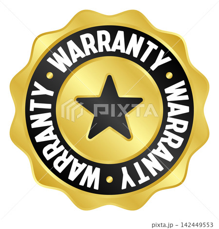 warranty golden badge. warranty gold seal or medal 142449553