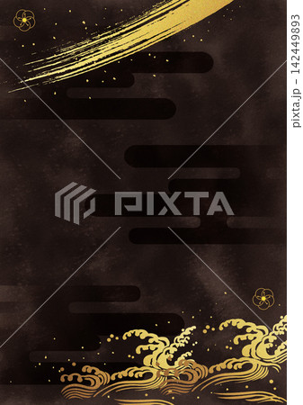 金箔和柄と黒背景 金箔和柄と黒背景 142449893