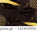 金箔筆と和柄黒背景 142449900