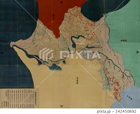 江戸時代の古地図 1838年(天保9年) 天保国絵図・下総国(現在の千葉県北部、茨城県南西部など) 江戸時代の古地図 1838年(天保9年) 天保国絵図・下総国(現在の千葉県北部、茨城県南西部など) 142450692