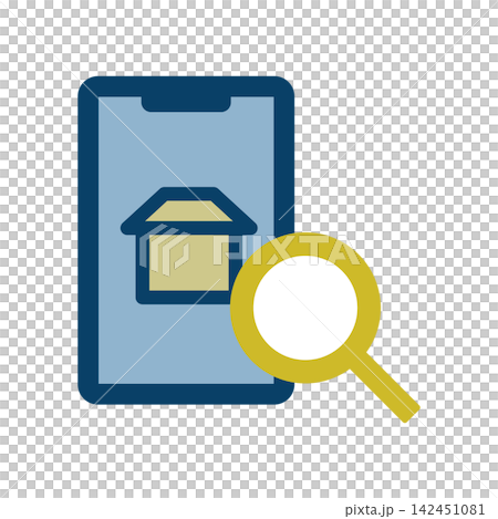 An icon depicting a property search using a smartphone. An icon depicting a property search using a smartphone. 142451081