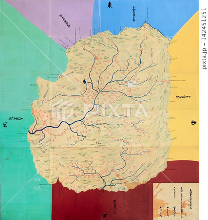 江戸時代の古地図　1838年（天保9年）　天保国絵図・出羽国米沢（現在の山形県置賜地方） 142451251
