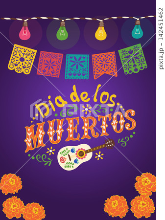 Dia de los Muertos poster garlands guitar 142451462