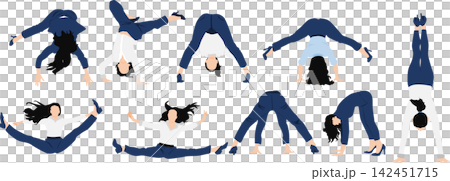 An illustration of a businesswoman trying to maintain balance. An illustration of a businesswoman trying to maintain balance. 142451715