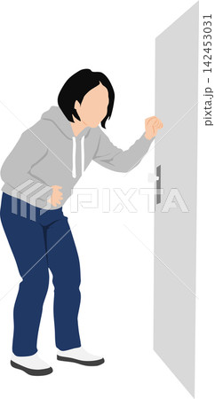 腹痛の女性のイラスト 腹痛の女性のイラスト 142453031