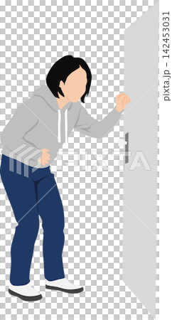 腹痛の女性のイラスト 腹痛の女性のイラスト 142453031