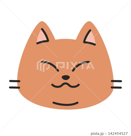 A kind and contented cat smiles. Trendy modern vector illustration isolated on white background, hand drawn, flat design A kind and contented cat smiles. Trendy modern vector illustration isolated on white background, hand drawn, flat design 142454527