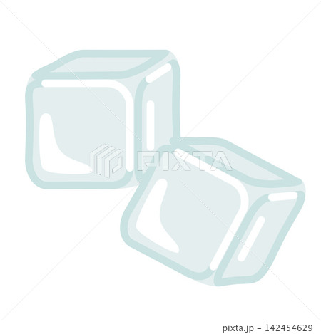 Ice cubes, frozen water blocks illustration for cold drinks, refreshment and summer beverage concept. Trendy modern vector art isolated on white background, hand drawn, flat design 142454629
