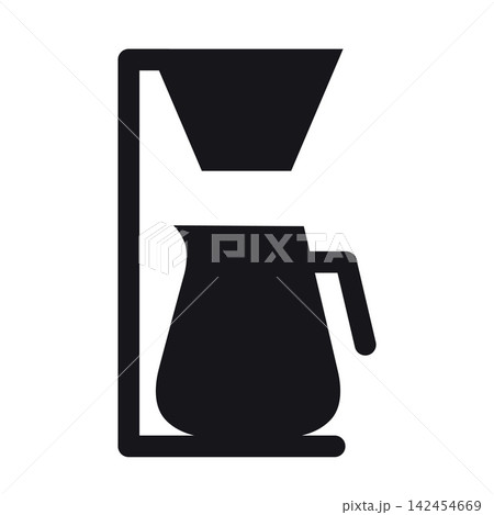 Filter coffee machine icon, automatic brewing equipment silhouette for packaging, instruction and cafe interface 142454669