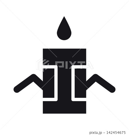 Drip bag coffee icon with drop, simple brewing symbol for packaging, grind guide and coffee preparation concept 142454675