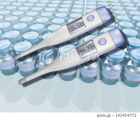 体温計　thermometer 　ワクチンイメージ Vaccine 142454772