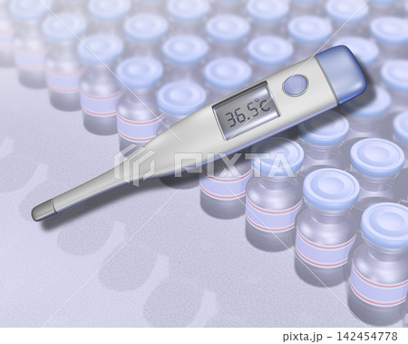 体温計　thermometer 　ワクチンイメージ Vaccine 142454778