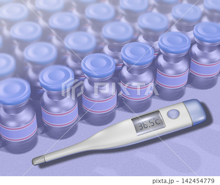 体温計　thermometer 　ワクチンイメージ Vaccine 142454779