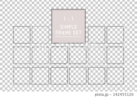 A set of black square decorative frames designed with simple lines (1:1 scale, suitable for social media and the web). A set of black square decorative frames designed with simple lines (1:1 scale, suitable for social media and the web). 142455120