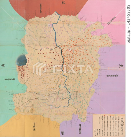 江戸時代の古地図　1838年（天保9年）　天保国絵図・陸奥国白河三春二本松（現在の福島県中部） 142455505