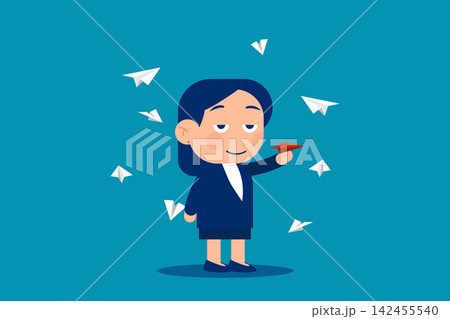 Business person with flying paper airplanes. Creative business innovation concept 142455540
