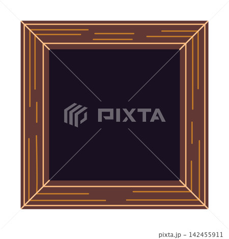 Classic wooden square picture frame. Flat vector illustration isolated on white background Classic wooden square picture frame. Flat vector illustration isolated on white background 142455911