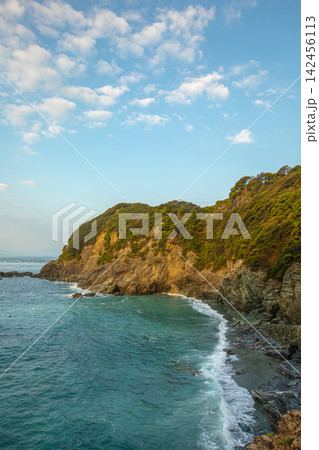 青空と緑豊かな海岸線の美しい絶景 青空と緑豊かな海岸線の美しい絶景 142456113