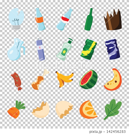 Collection of Organic Food Scraps and Recyclable Materials for Waste Sorting Collection of Organic Food Scraps and Recyclable Materials for Waste Sorting 142456283