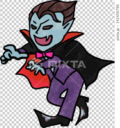 ドラキュラのキャラクターイラスト ハロウィン クレヨンタッチ ドラキュラのキャラクターイラスト ハロウィン クレヨンタッチ 142456790